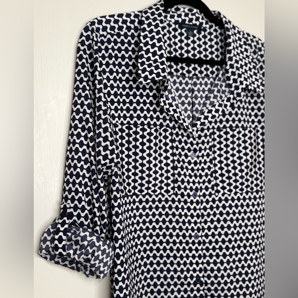 Tommy Hilfiger Navy and White Geometric Shirt